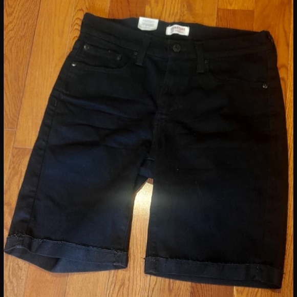 Levi’s Strauss black  mid rise Bermuda jeans shorts Sz L - Picture 4 of 7